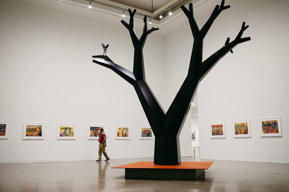 Installation view of Charles Campbell, “Tree: Finding Accompong,” 2021