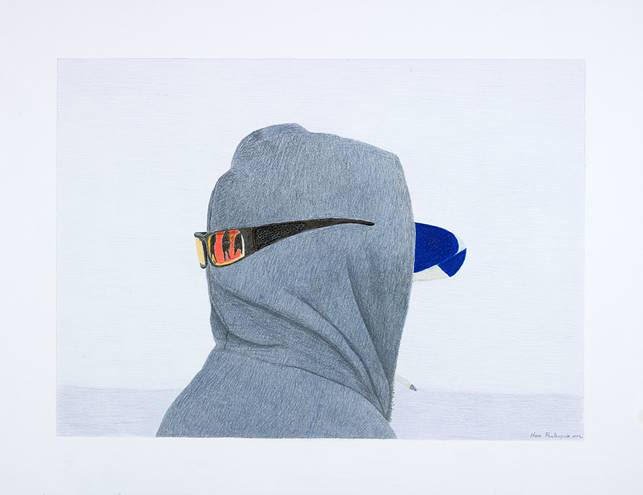 Itee Pootoogook (1951 ‑ 2014), "Untitled (Man with Hoodie and Sunglasses)," 2012