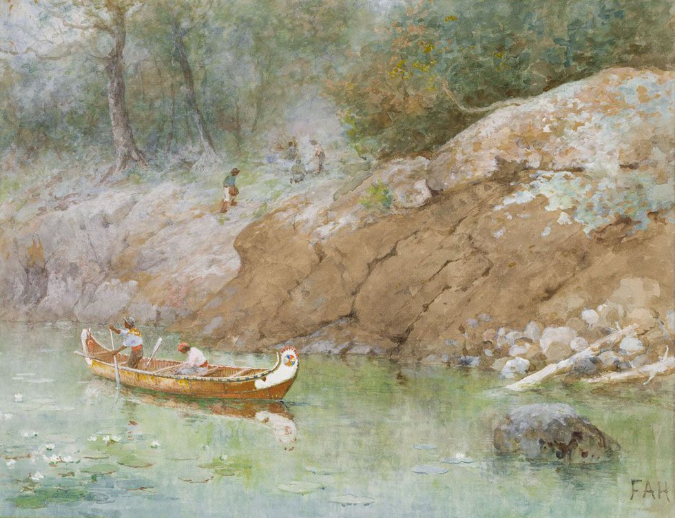 Frances Anne Hopkins, “A Green Pool, French River, Canada,” circa 1864