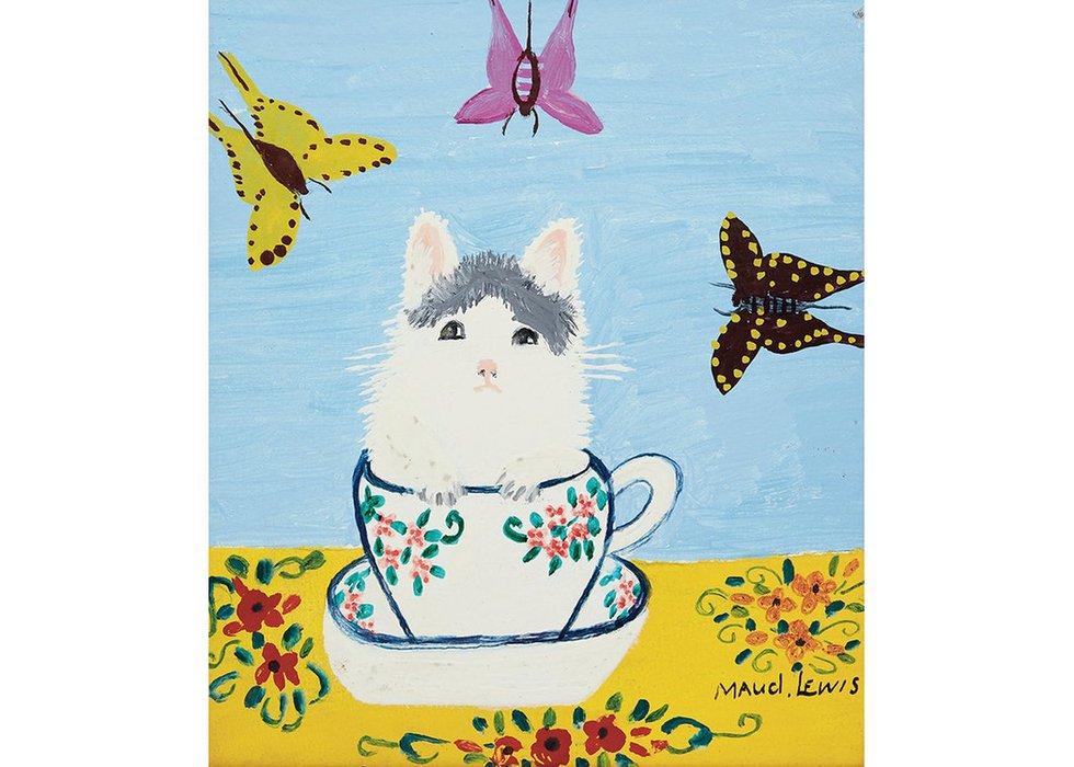 Maud Lewis, “White Kitten in a Tea Cup,” no date