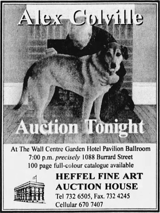 An ad in the Vancouver Sun for the first Heffel live auction in 1995. (courtesy Heffel)