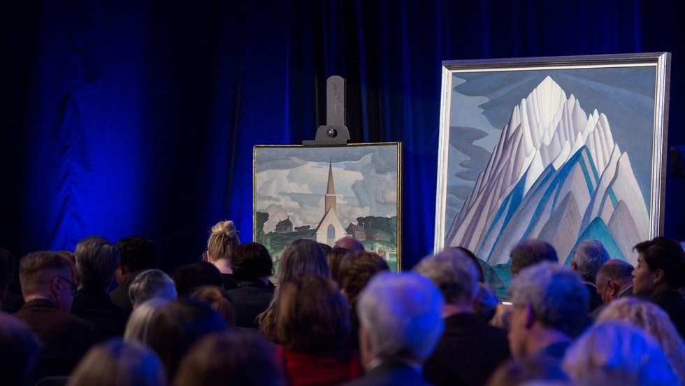 "Mountain Forms," a 1926 painting by Lawren Harris, sold for a record  $11.2 million in 2016, the most expensive artwork to sell at a Canadian auction. (courtesy Maclean's, photo by Nick Iwanyshyn)