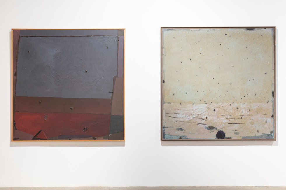 Otto Rogers, “Slate Grey and Red Rose,” 1980 (left) and “Expanding Sky,” 1974 (courtesy of Contemporary Calgary; photo by Gerard Yunker)
