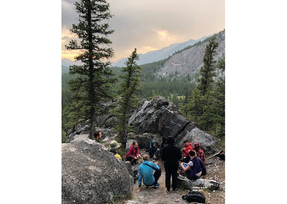 Documentation photographs from the “Outdoor School” residency at the Banff Centre for Arts and Creativity, led by Amish Morrell, Diane Borsato and Tania Willard, in 2018. (courtesy Diane Borsato)