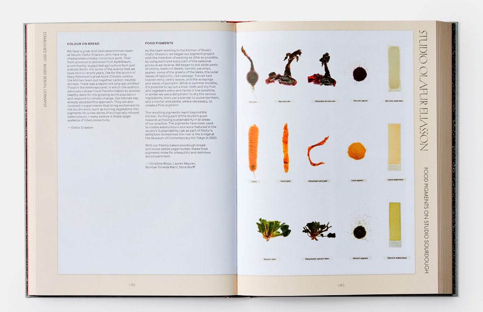 Studio Olafur Eliasson, “Food Pigments on Studio Sourdough,” pages 82-83 in “The Kitchen Studio: Culinary Creations by Artists,” Phaidon, 2021 (courtesy Phaidon)
