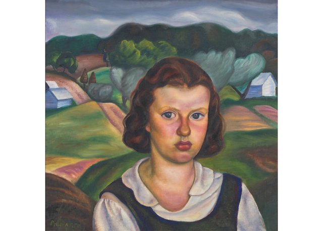 E. Prudence Heward, "Farmer's Daughter," circa 1938, oil on canvas, 26" X 26" (Collection of the Winnipeg Art Gallery. Gift from the Estate of Prudence Heward, G-51-170 Photo: Gwen Freeman, courtesy of the Winnipeg Art Gallery)