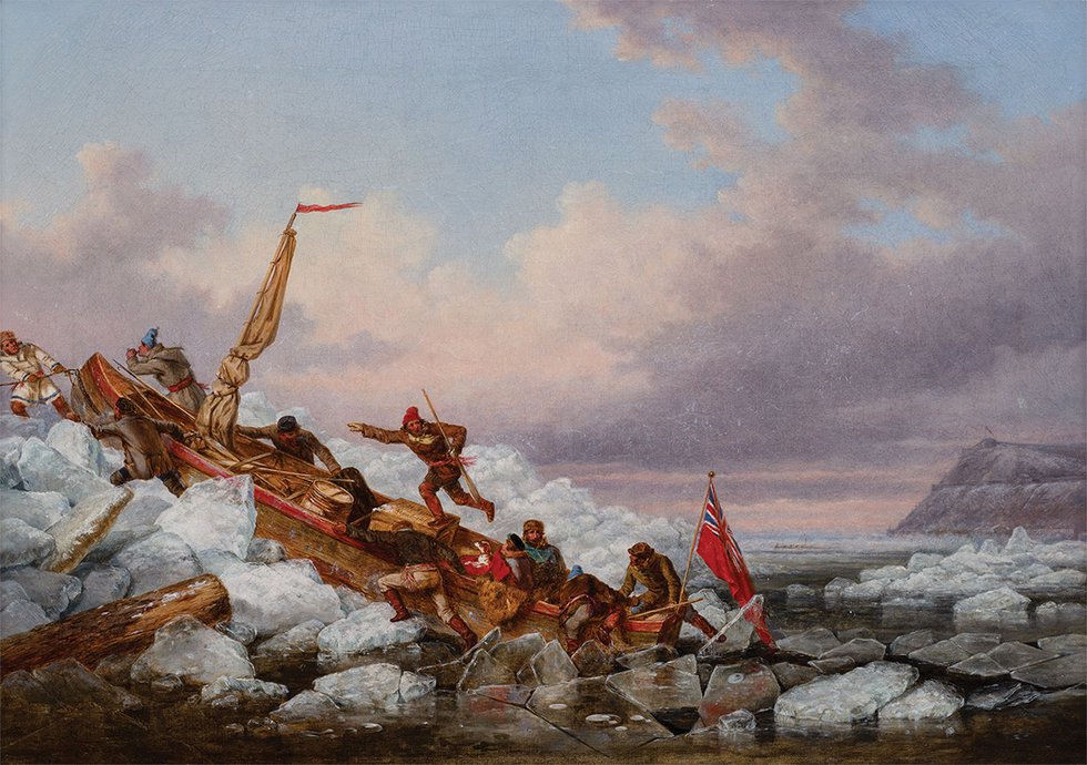 Cornelius Krieghoff, “Crossing the St. Lawrence with the Royal Mail at Quebec,” 1859