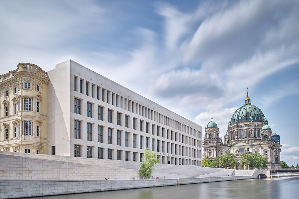 The east façade of the Humboldt Forum in Berlin. (© Stiftung Humboldt Forum im Berliner Schloss; photo by Alexander Schippel)