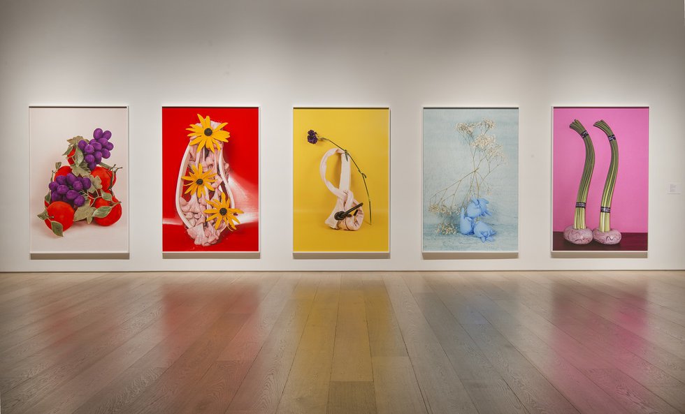 Michelle Bui, “Des pommes et des raisins,” 2018, “Happy Like Doris Day,” 2018, “Loop,” 2019, “Baby’s Breath,” 2019, “Made in China,” 2018 (left to right)