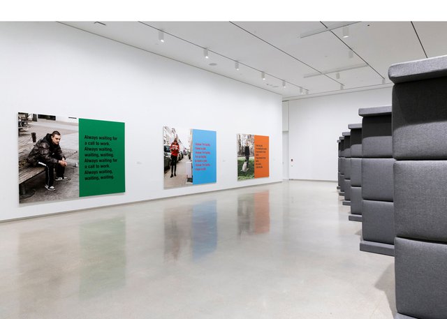 Ken Lum, “Time. And Again.” series (left), 2021, and “Line” (right), 1986, 2022