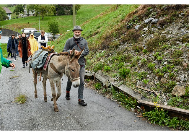 Bill Burns, “The Great Donkey Walk, Amden, Switzerland,” 2018 (courtesy Atelier Amden and the artist)