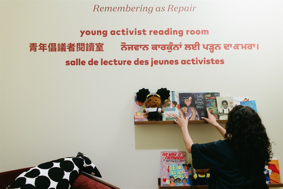 Aisha Kiani, "Executive Director of I Dream Library, in the Young Activist Reading Room," June 2022