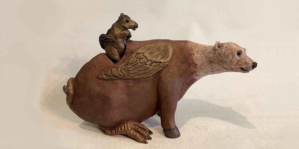 Keith Turnbull, "Bear," 2021, clay, acrylic paint