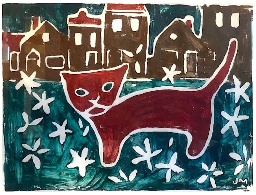 Janet Mitchell RCA (1912-98), "Cat In The Flower Bed," 1964, ed. 1/15