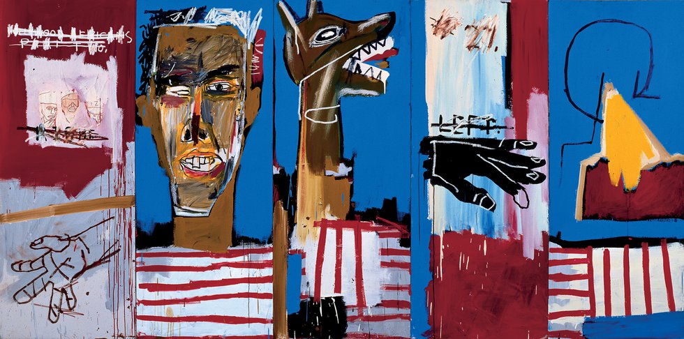 Jean-Michel Basquiat, “Dog Bite / Ax to Grind,” 1983 (Museum Boijmans Van Beuningen, Rotterdam; © Estate of Jean-Michel Basquiat; licensed by Artestar, New York)
