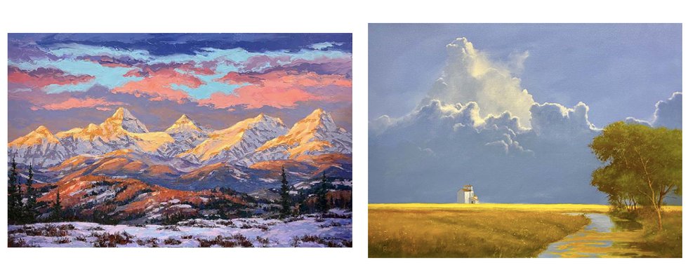 Left: Robert E. Wood, "Alberta Rockies Sunrise" Right: Ted Raftery, "The Sentinel"