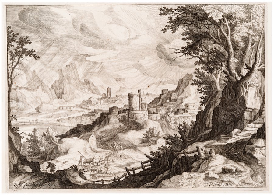 Justus Sadeler after Paul Bril, "A Landscape with a Town in the Distance," 1600–20