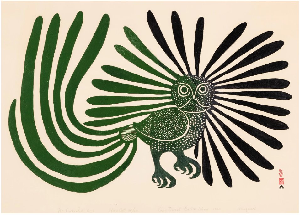 Kenojuak Ashevak, “The Enchanted Owl,” 1960
