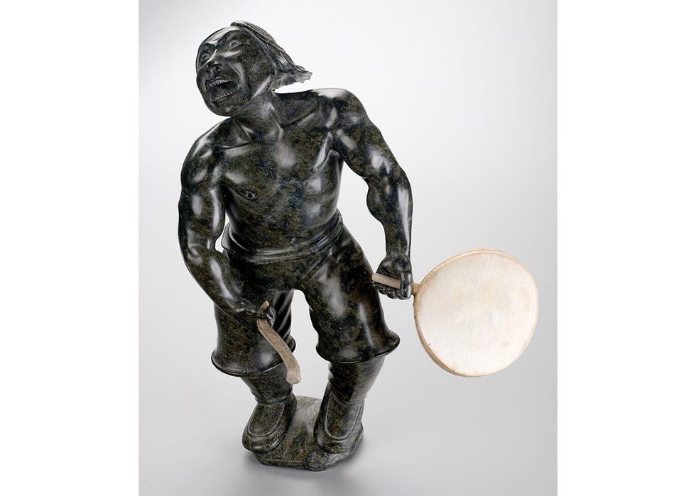 Davie Atchealak, “Untitled (Drum Beater),” about 1996 (collection of Lois and Daniel Miller; photo by Christine Guest, MMFA)