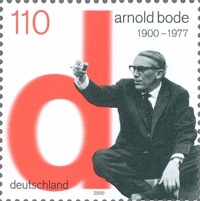 A German stamp honours Arnold Bode, an architect and artist who organized the first Documenta in 1955 in his hometown of Kassel. (WikiCommons)