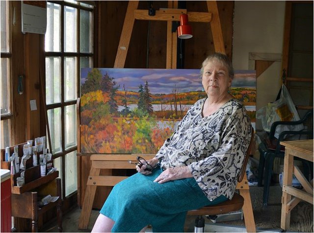 Lorna Russell in her garden studio.  (courtesy Art Placement, Saskatoon)