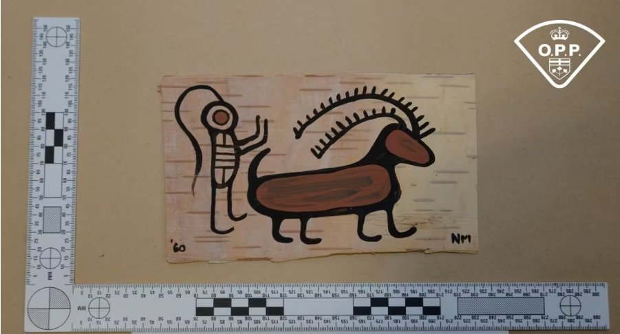 A fake Norval Morrisseau artwork seized by police. (Courtesy OPP)