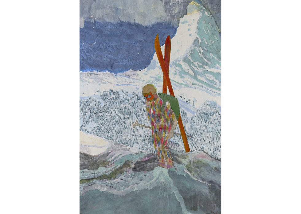 Peter Doig, “Alpinist,” 2022, pigment on linen (© Peter Doig, all rights reserved, DACS 2023)