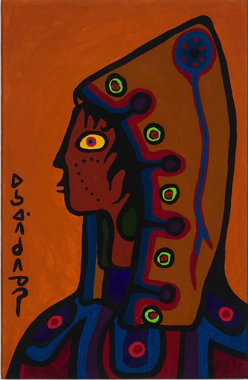 Norval Morrisseau, “First Son of the Ojibway Loon Totemic Clan,” 1973, acrylic on art board, 29" x 19" (sold at Waddington’s for $40,800)