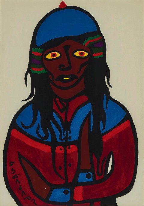 Norval Morrisseau, “Pikang Kum Lake Woman,” 1973, acrylic on art board, 27" x 19" (sold at Waddington’s for $38,400)