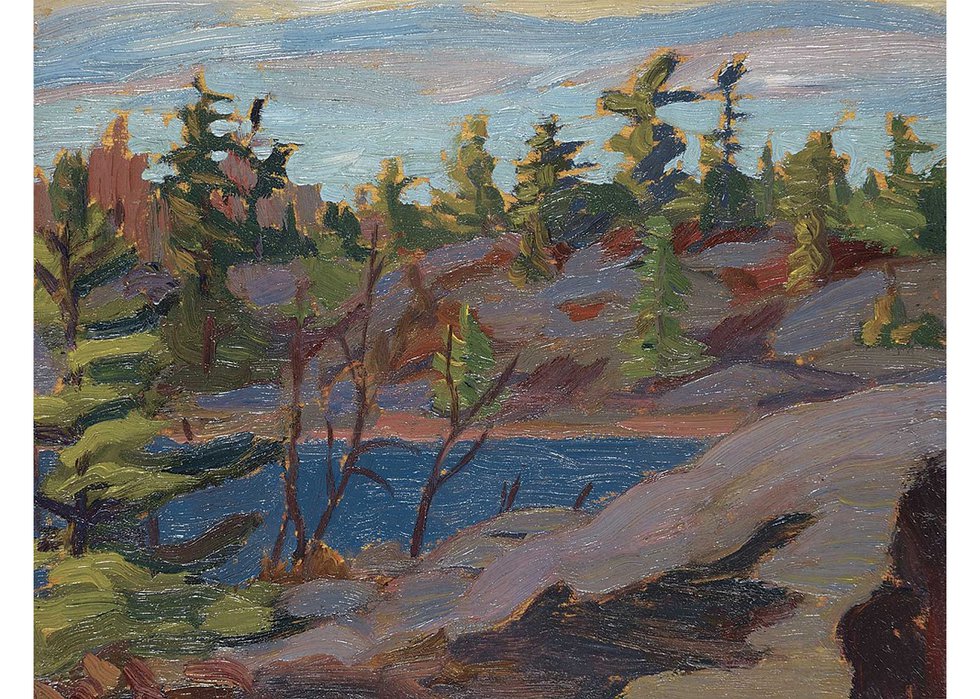 Frederick Banting, “French River, Ontario,” circa 1930, oil on wood panel, 8.5" x 10.5" (sold at Levis for $49,725)
