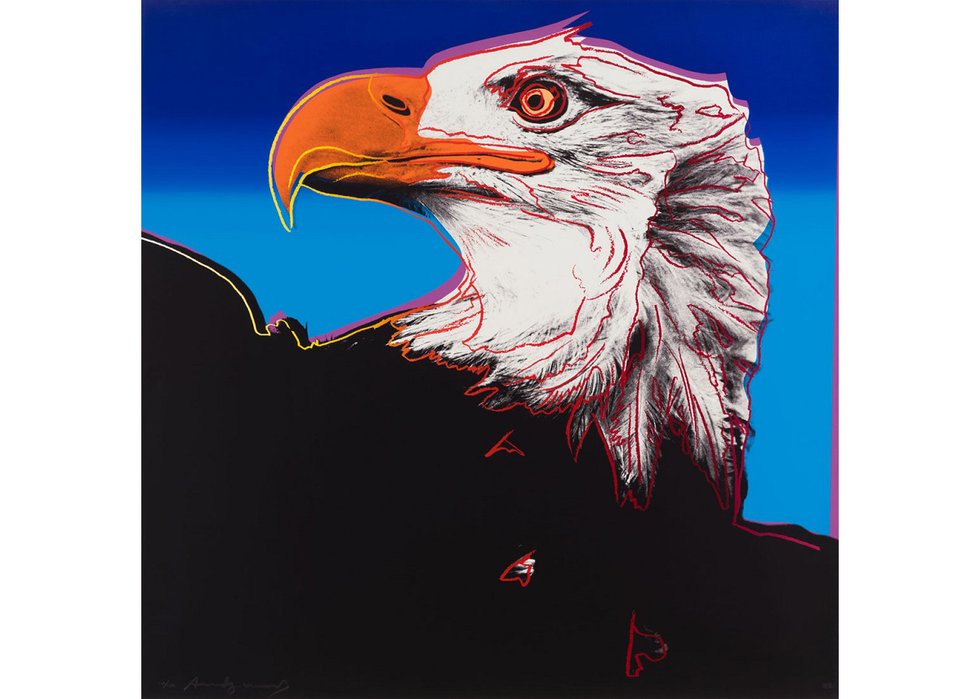 Andy Warhol, “Bald Eagle, from Endangered Species (F.S.II.296),” 1983, screenprint on Lenox Museum Board, 38" x 38" (sold at Heffel for $301,250)