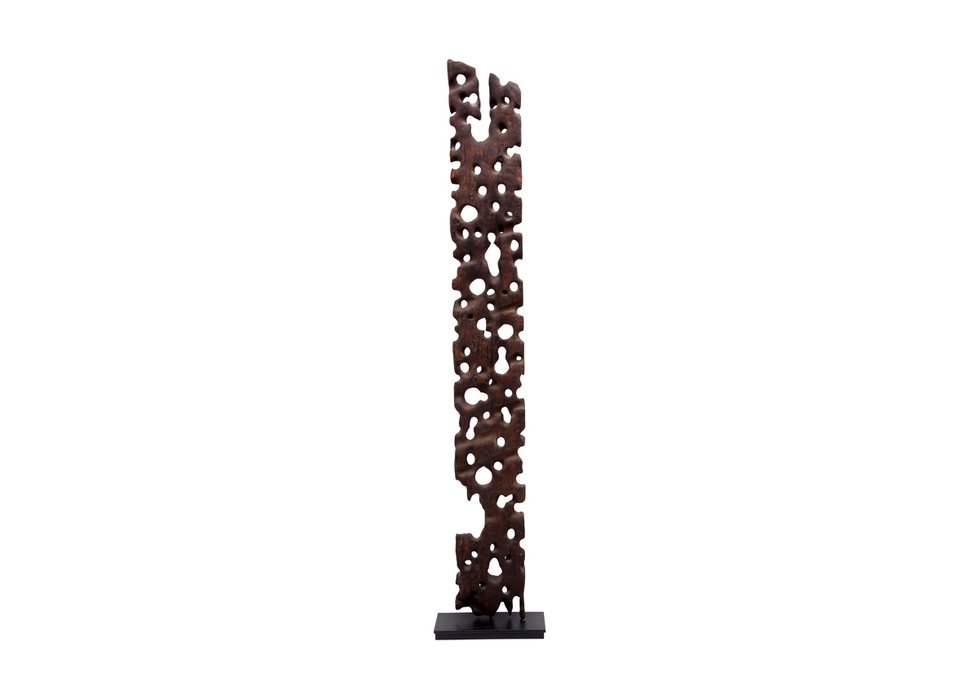 Armand Vaillancourt, “Untitled,” 1962, burnt wood, 91" x 11.5" x 2" (sold at BYDealers for $55,200)