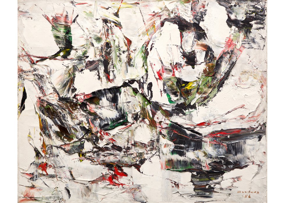 Paul-Émile Borduas, “Ramage,” 1956, oil on canvas, 23.5" x 28.5" (sold at BYDealers for $420,000)