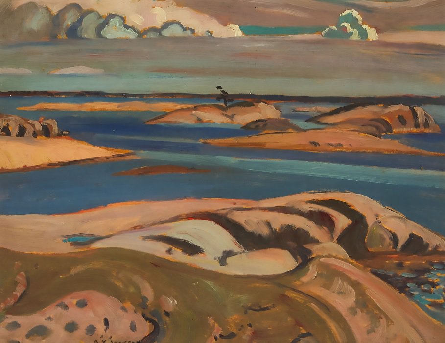 A.Y. Jackson, “Islands, Go Home Bay,” 1933, oil on board, 10.5" x 13.5" (sold at Waddington’s for $22,140)