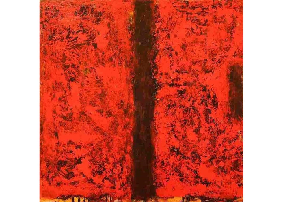 Jean McEwen, “Blason du royale rouge,” 1962, oil on canvas, 39.5" x 39.5" (sold at Hodgins for $81,900)