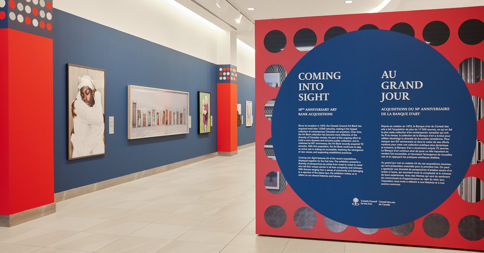 Coming into Sight: 50th Anniversary Art Bank Acquisitions, 2023, installation view at Âjagemô, Ottawa (courtesy Canada Council Art Bank, photo by Brandon Clarida Image Services)
