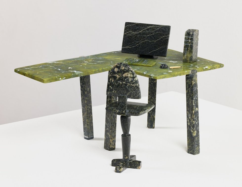 Ning Ashoona, “Computer Desk,” serpentine, 5" x 8" x 4" (collection of the Canada Council Art Bank; courtesy the artist and La Guilde, Montreal; photo by Brandon Clarida Image Services)