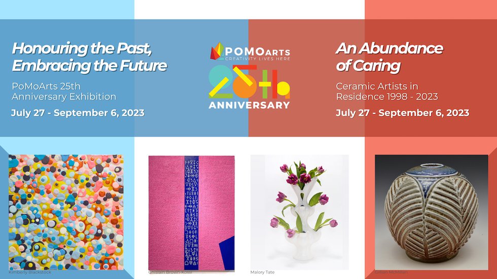 Left to Right: Kimberly Blackstock, "Bubblegum Memories,"; Ghislain Brown-Kossi, "Artifact 11 - 11"; Malory Tate, "Open Tulipiere"; Gillian McMillan, "Lidded Moon Jar," 2021