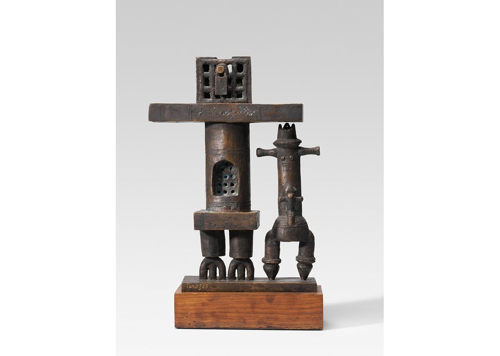 Parviz Tanavoli, “Poet and the Beloved of the King II,” 1963, bronze (Manijeh Collection)