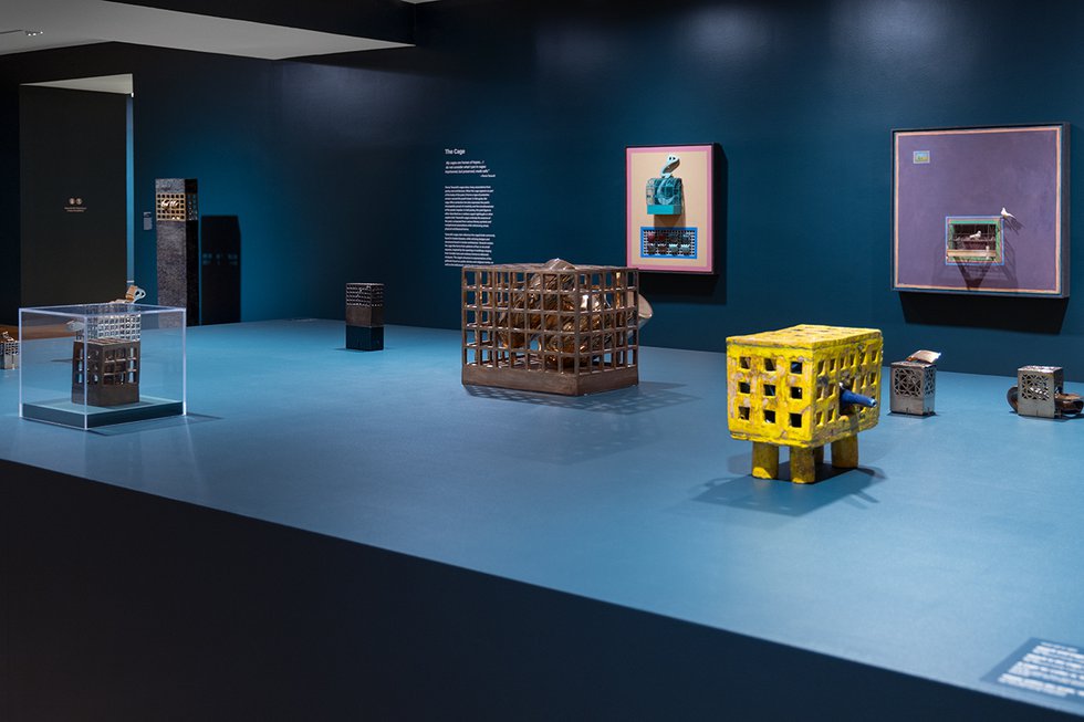 Installation view of “Parviz Tanavoli: Poets, Locks, Cages,” exhibition at the Vancouver Art Gallery, July 1 to Nov. 19, 2023 (photo courtesy Vancouver Art Gallery)