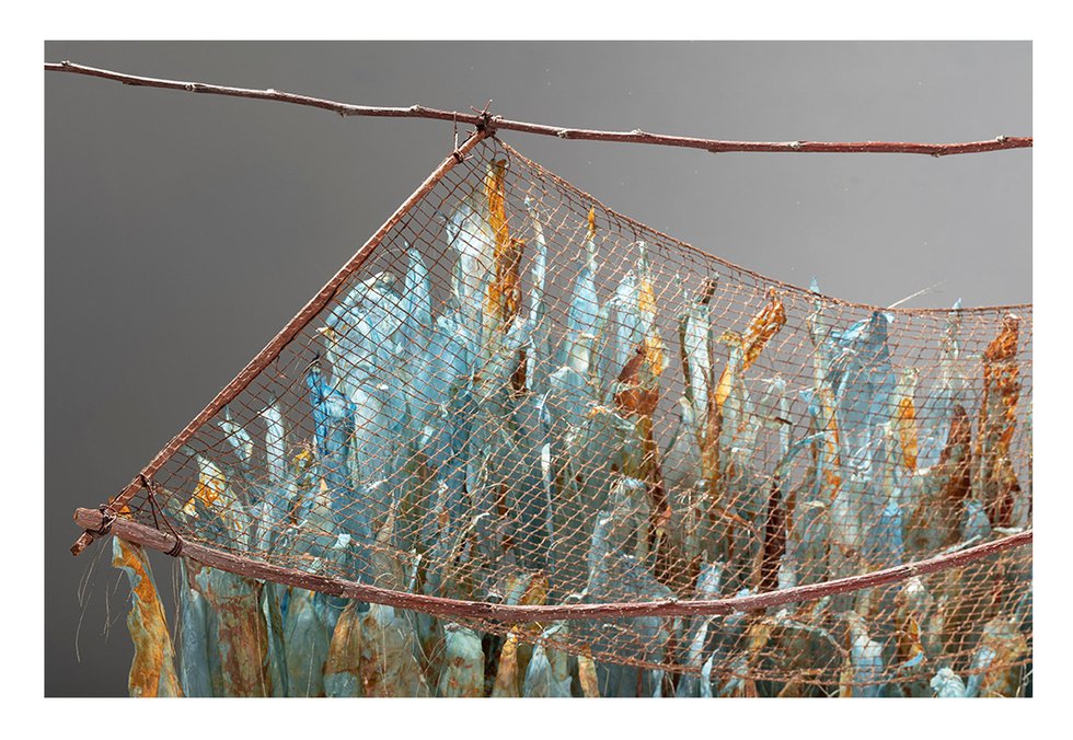 Diana Sanderson, detail from “Fragile Reflections,” mixed media, 29"x 52" x 27" (Photo by Janet Dwyer, courtesy of Salt Spring National Art Prize Society)