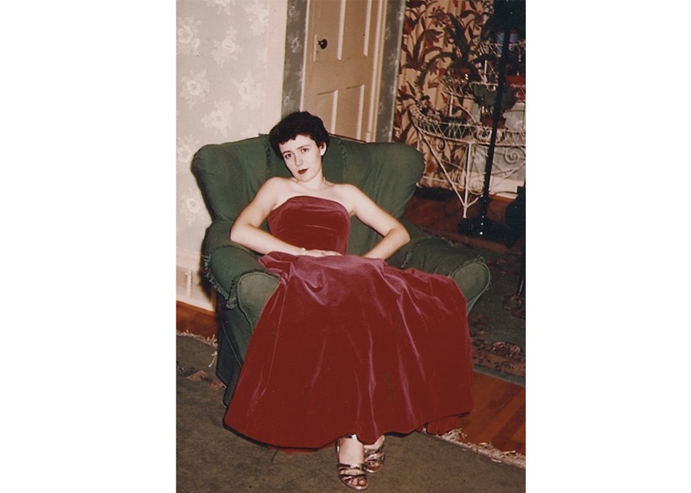 Mary West in red velvet gown, undated, photographer unknown (courtesy of the publisher)