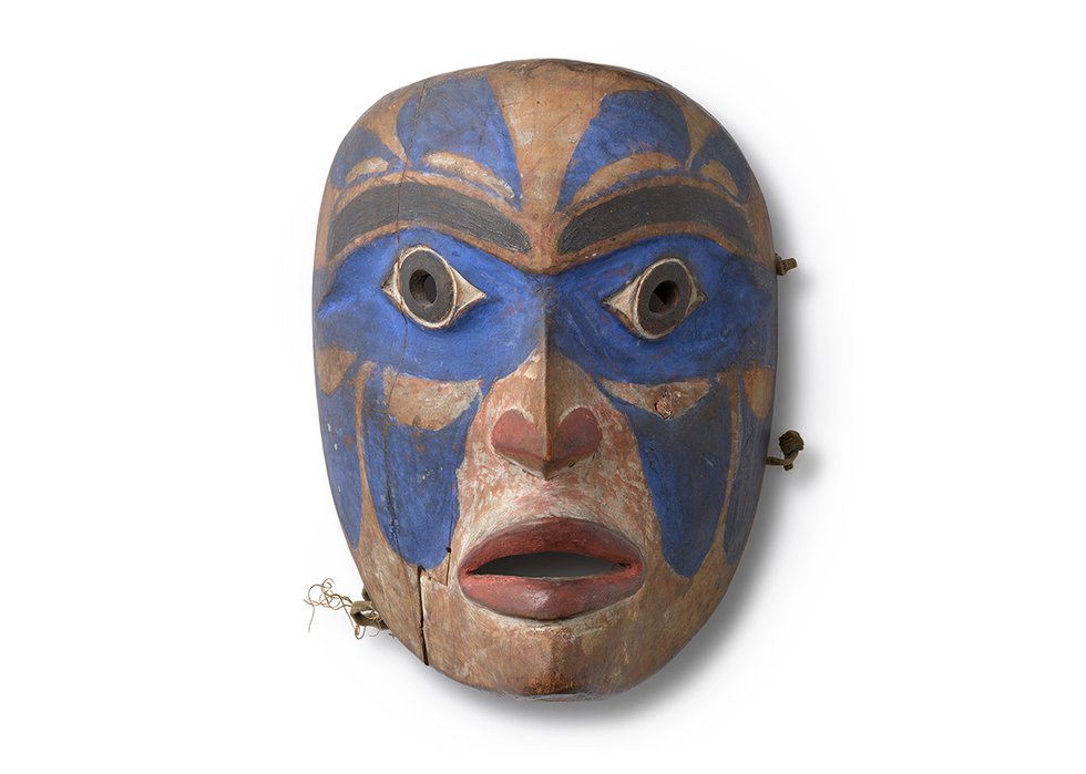 Heiltsuk, human face mask, 19th century