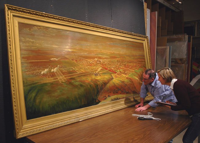 Condition reporting the painting, "City of Lethbridge c. 1919"