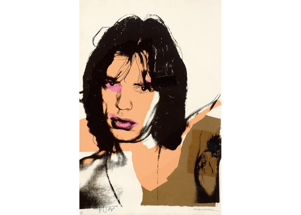 Andy Warhol, “Mick Jagger (Fand S II.141),” colour screenprint on arches aquarelle (rough) paper, 43.5" x 28.75" (sold at Cowley Abbott for $276,000)