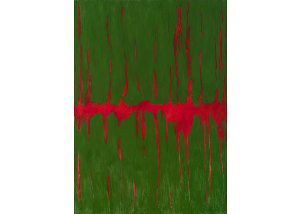 Françoise Sullivan, “Annunciator of the Moons,” 2002, acrylic on canvas, 84" x 60" (courtesy of The Montreal Museum of Fine Arts)
