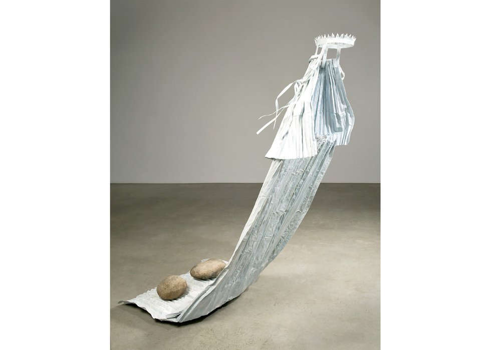 Gathie Falk, “The Problem with Wedding Veils,” 2010-2011, papier-mâché, rocks, 64" x 71" (collection of the artist, photo courtesy of Equinox Gallery/Scott Massey © Gathie Falk)