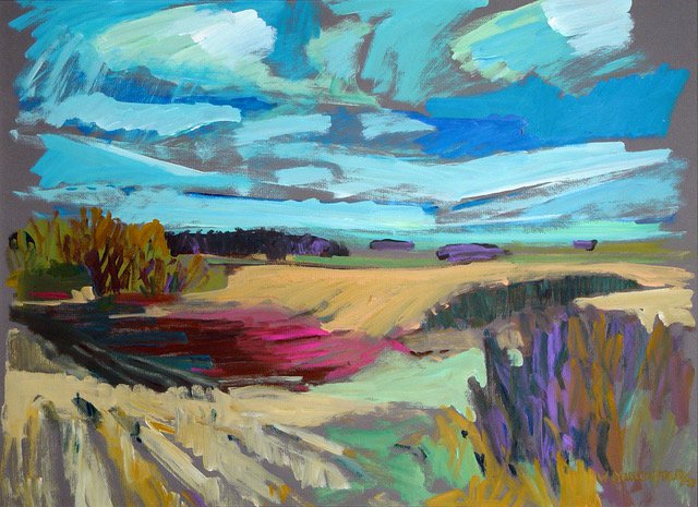 Wynona Mulcaster, “Clear Day,” 1977, oil on paper (collection of the University of Saskatchewan)