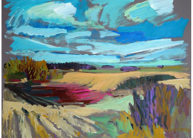 Wynona Mulcaster, “Clear Day,” 1977, oil on paper (collection of the University of Saskatchewan)