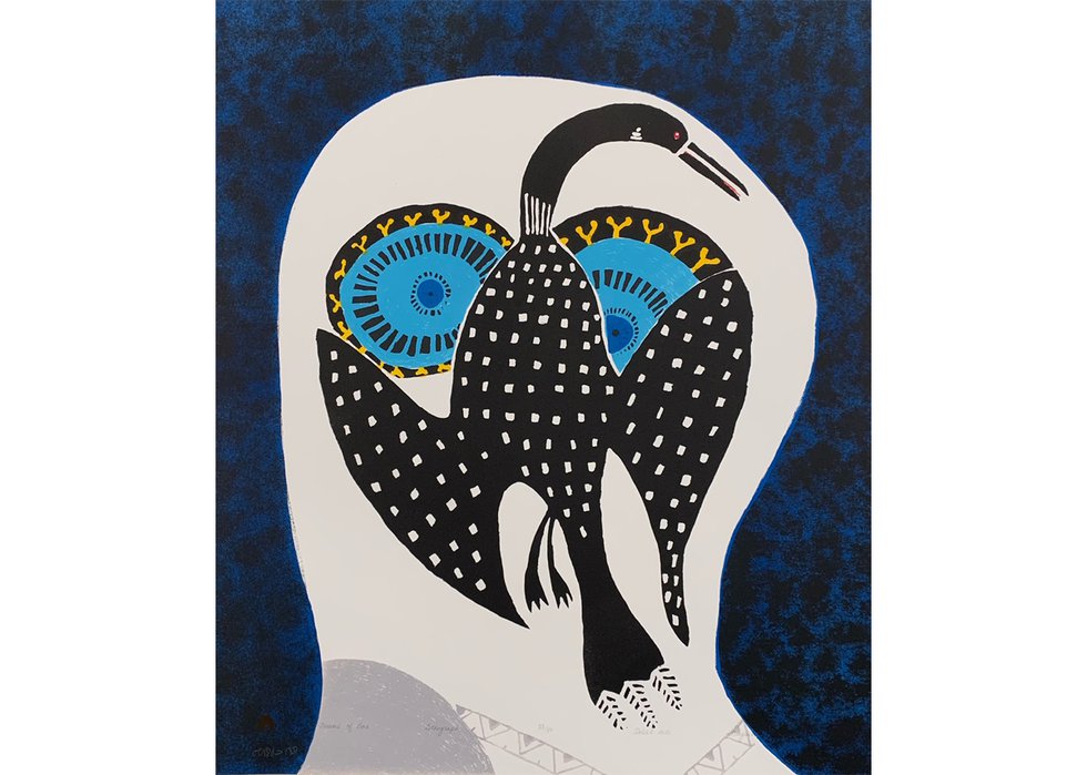 Ningiukulu Teevee, “Owl Dreams of Loon,” 2021 (photo courtesy of Winnipeg Art Gallery-Qaumajuq)